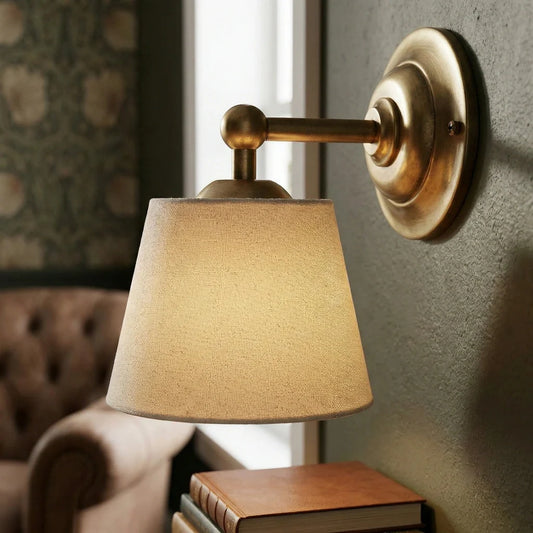 Vintage Mounted Cotton Linen Shade Wall Sconce