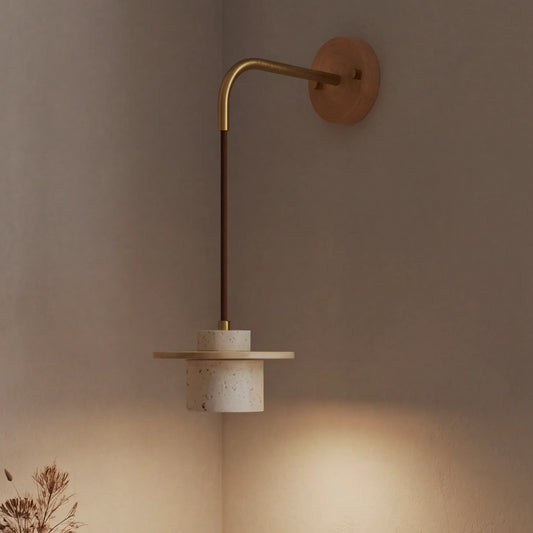 Wabi Sabi Travertine Stone Cylinder Wall Lamp