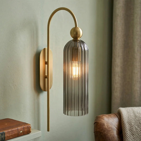 Minimalist Ribbed Tube Glass Wall Light