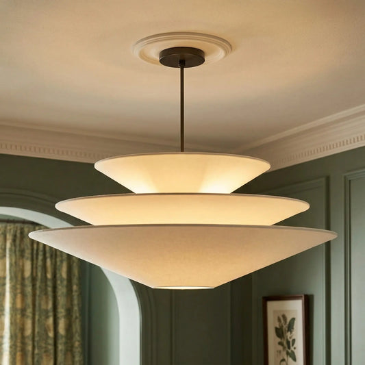 Modern Layered Linen Adjustable Pendant Light