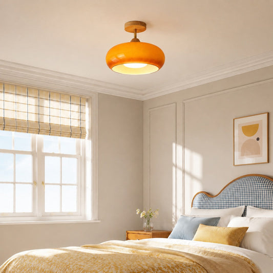 Vintage Bauhaus Glass Round Ceiling Light