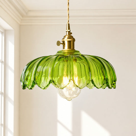 Vintage Tulip Clear Glass Pendant Light