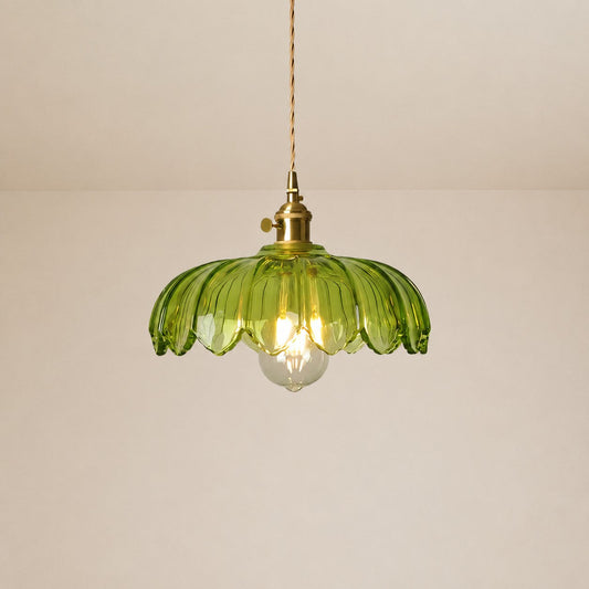 Vintage Tulip Clear Glass Pendant Light