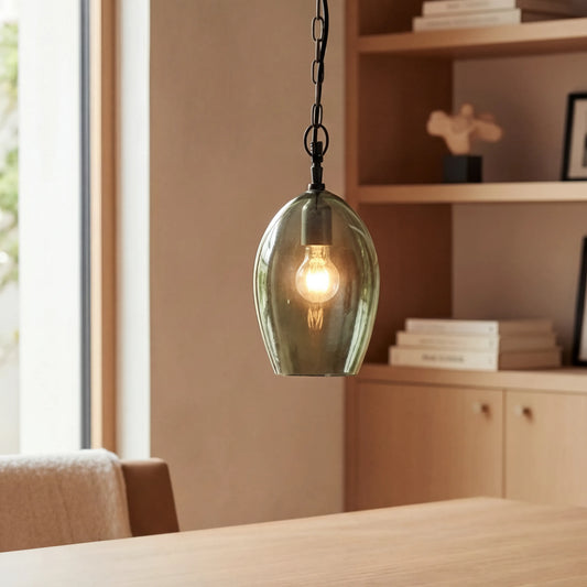 Vintage Recycled Glass Oval Pendant Light