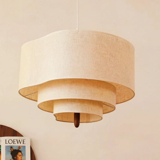 Modern Natural Fabric Multi-layer Pendant Light