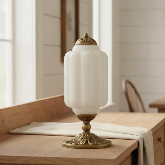 Evelyn Elegant Cream Glass Eloise Table Lamp
