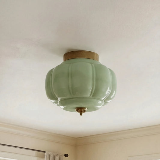 Evelyn Retro Milk Glass Semi Flush Mount Eloise Ceiling Light