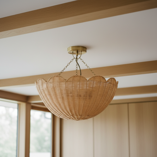 Modern Metal Rattan Ceiling Pendant Light For Dining Table