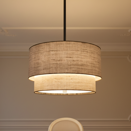 Rustic Fabric Linen Drum Pendant Light