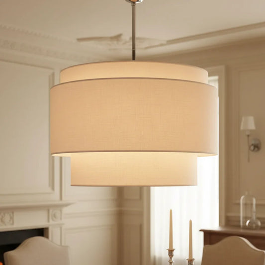 Nordic Nature Linen Double Drum Pendant Light