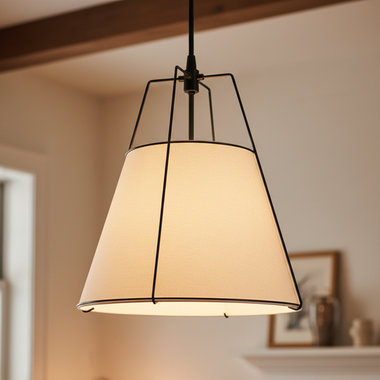 Farmhouse Linen Tapered Drum Pendant Light