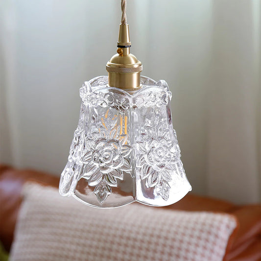 Modern Flower Glass Bell Pendant Light