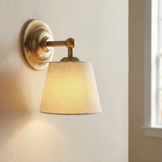 Vintage Mounted Cotton Linen Shade Wall Sconce