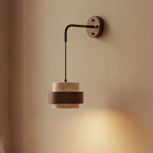Modern Natural Cylinder Travertine Wall Lamp