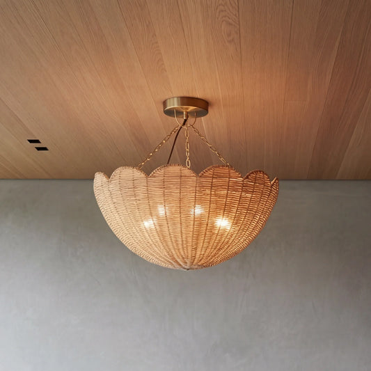 Modern Metal Rattan Ceiling Pendant Light For Dining Table