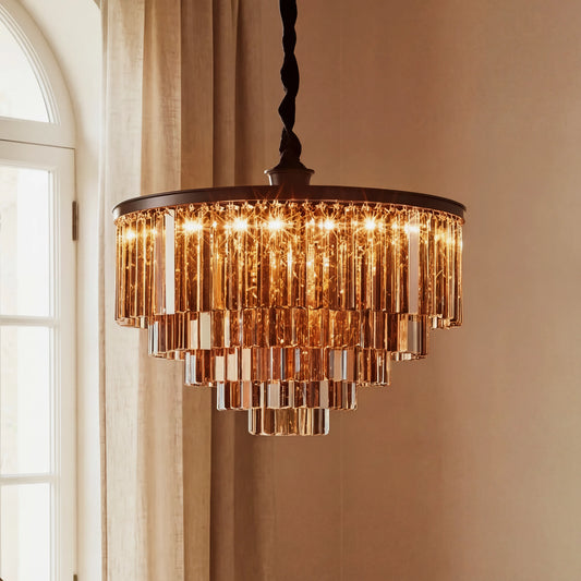 Vintage Luxury Multi Layered Crystal Chandelier for Living Room Dining Room