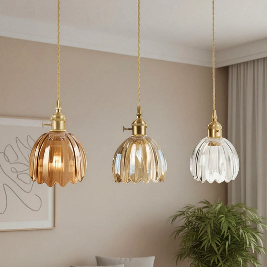 Vintage Flower Glass Pendant Light