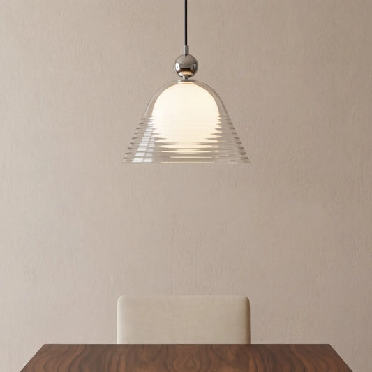 Elwin Modern Sunset Ribbed Glass Pendant Light For Bedroom