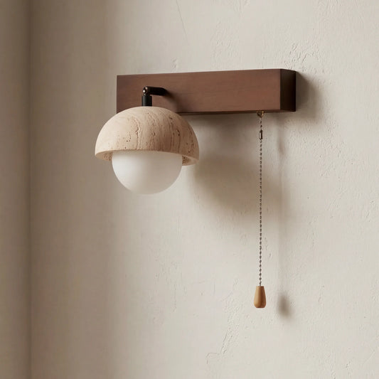 Wabi-Sabi Natural Wood Travertine Wall Light