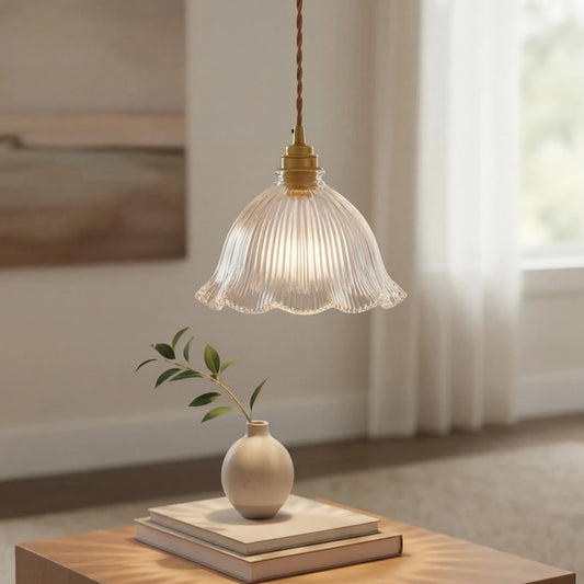 Nordic Retro Flower Glass & Metal Pendant Light