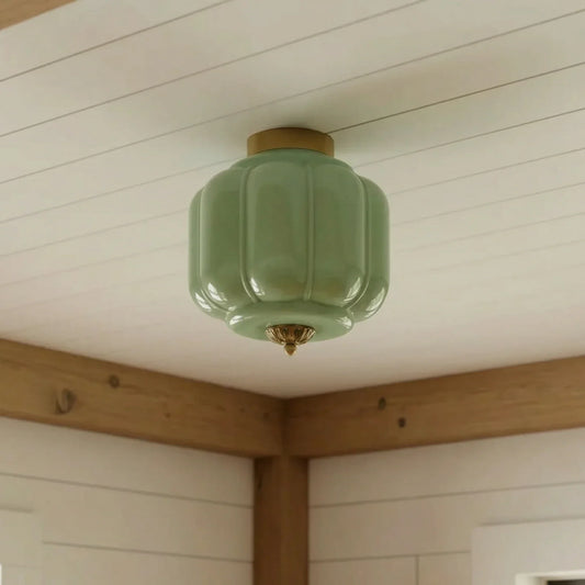 Evelyn Elegant Milk Glass Eloise Flush Mount Ceiling Light