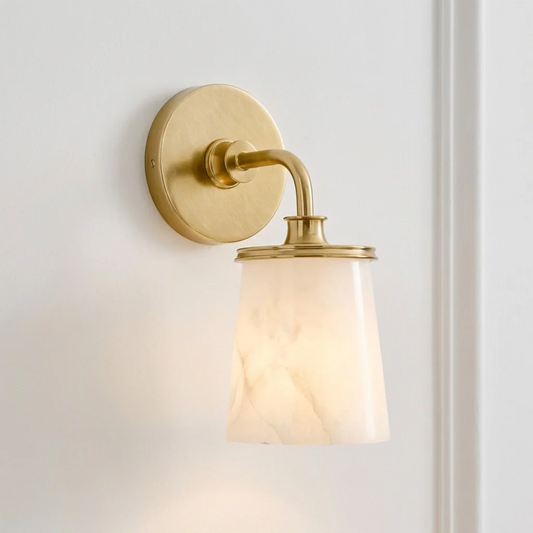 Modern Classic Alabaster Brass Wall Sconce