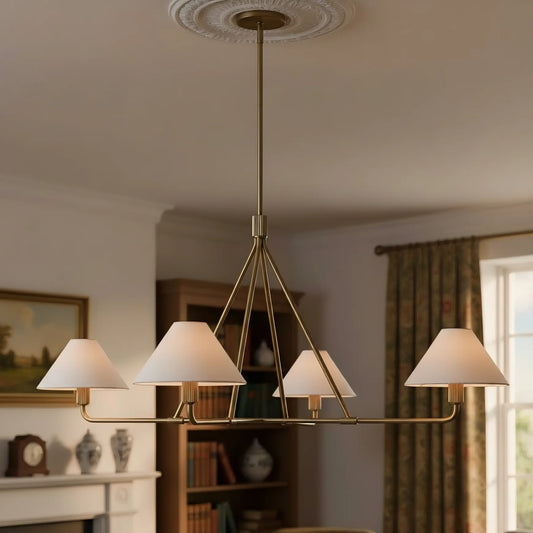 Contemporary Cone Linen Shade Chandelier