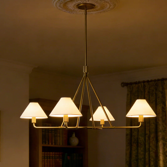 Contemporary Cone Linen Shade Chandelier