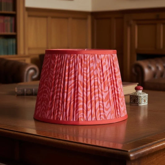 Contemporary Red Zebra Print Pleated Fabric Lamp Shade