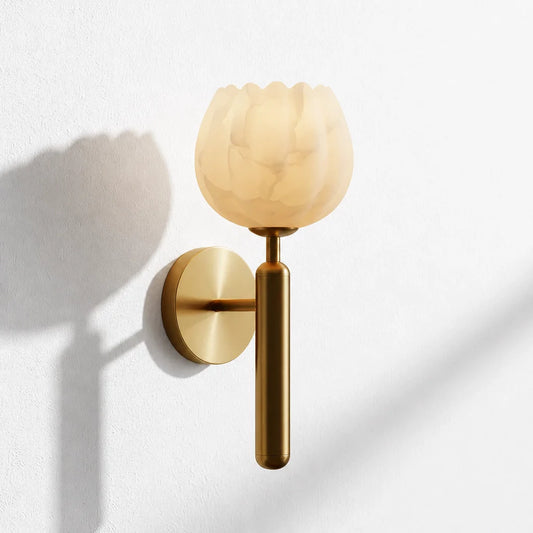 Elegant Alabaster Floral Indoor Wall Lamp
