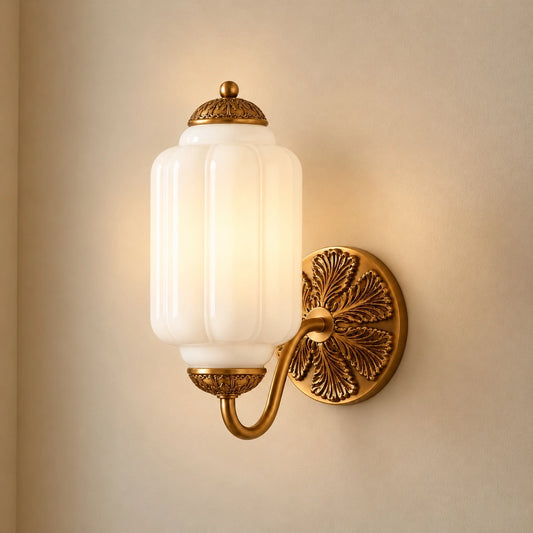 Evelyn Retro Milk Glass Oiled Brass Eloise Wall Sconce