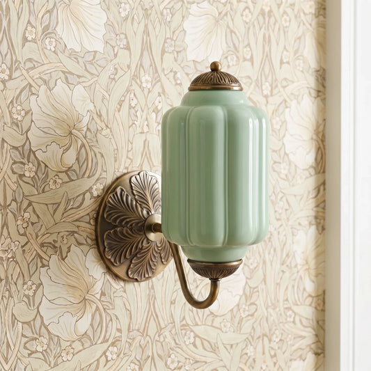 Evelyn Retro Milk Glass Brass Eloise Wall Sconce