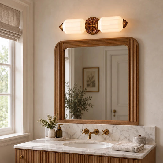Evelyn Vintage Lantern Style Milk Glass Eloise Wall Light