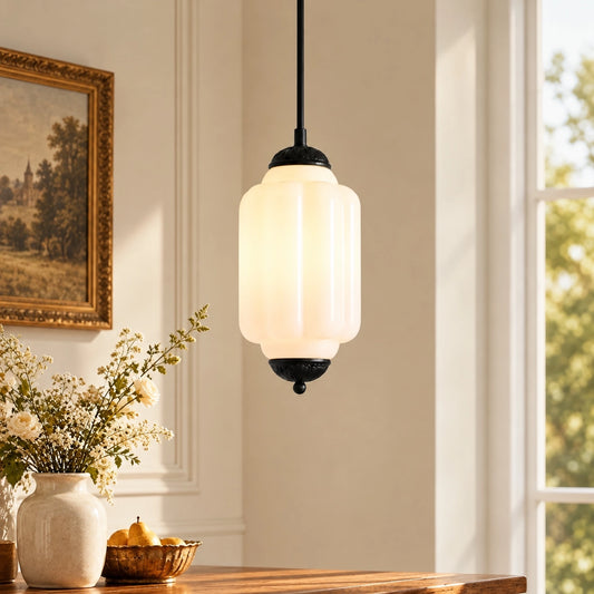 Evelyn Vintage Petite Pumpkin Ribbed Glass Eloise Pendant Light