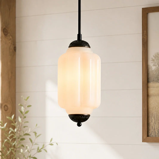 Evelyn Vintage Petite Pumpkin Ribbed Glass Eloise Pendant Light
