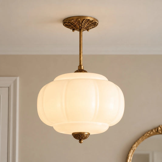 Evelyn Vintage Pumpkin Milk Glass Eloise Pendant Light