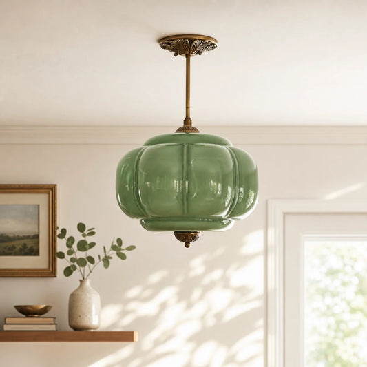 Evelyn Vintage Pumpkin Milk Glass Eloise Pendant Light