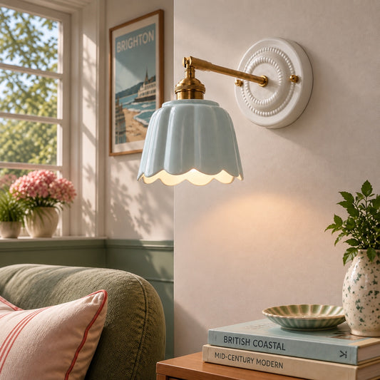 Modern Cottage Ceramic Flower Wall Sconce