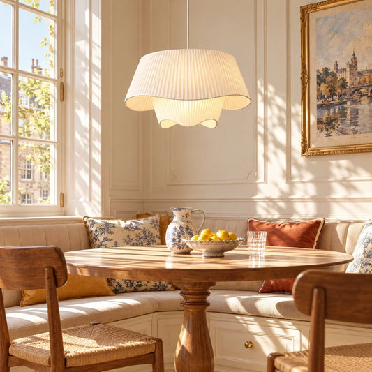 French Vintage Floral Fabric Pendant Light