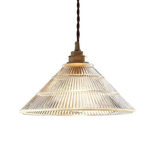 Japanese Retro Ribbed Glass Pendant Light