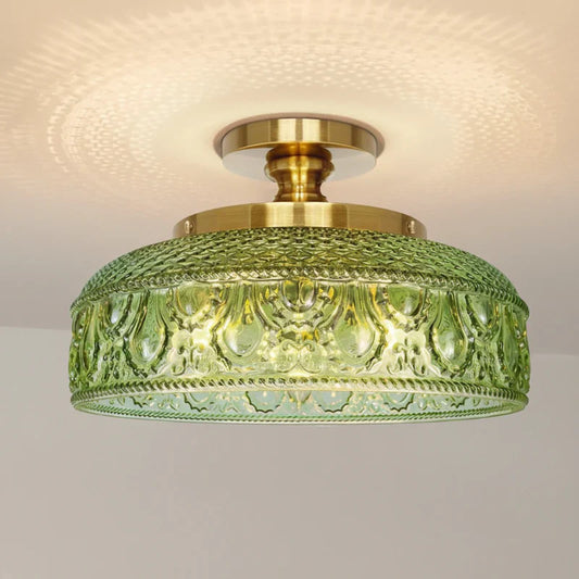 Jules Vintage Textured Glass Disc Ceiling Light