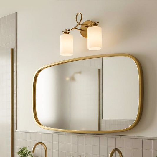 Litae Industrial Looped Arm Milk Glass Vanity Light