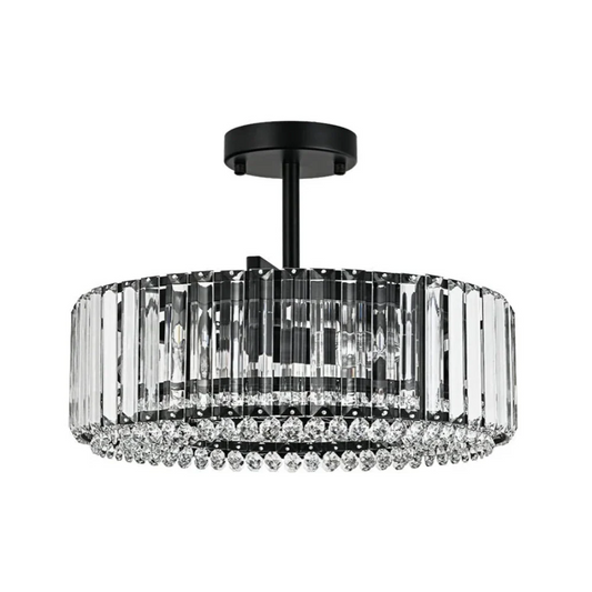 Luxury Crystal Drum Semi Flush Mount Light