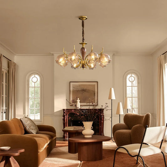 Marius Vintage Copper Wood Ceiling Light