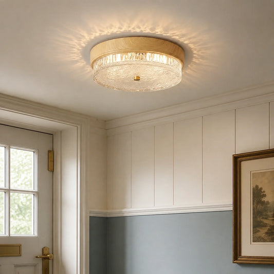Mid-Century Water Ripple Glass Flush Mount Ceiling Light