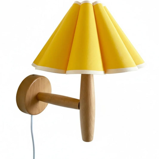 Minimalist Plug-In Fabric Wood Wall Light