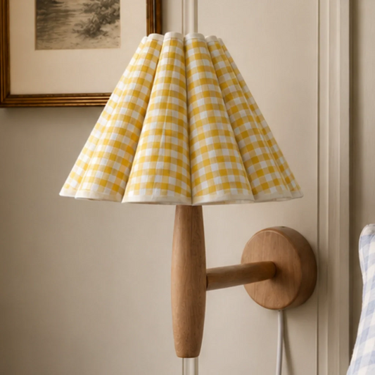 Minimalist Plug-In Fabric Wood Wall Light