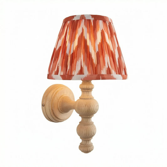 Modern Ash Wood Wall Lamp With Orange Fabric Lampshade