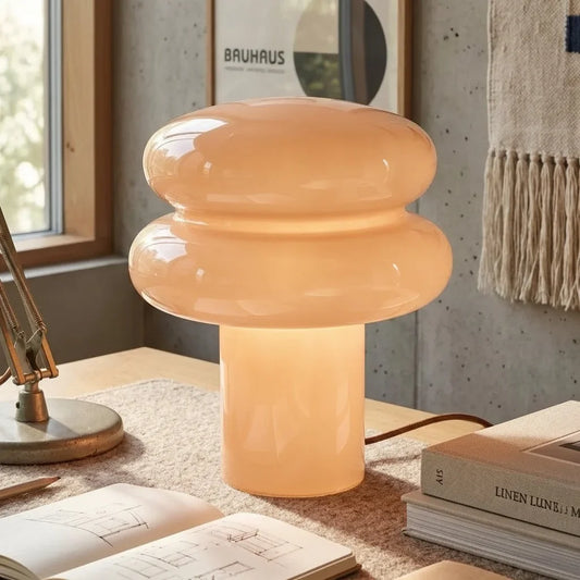 Modern Bauhaus Colorful Glass Mushroom Table Lamp