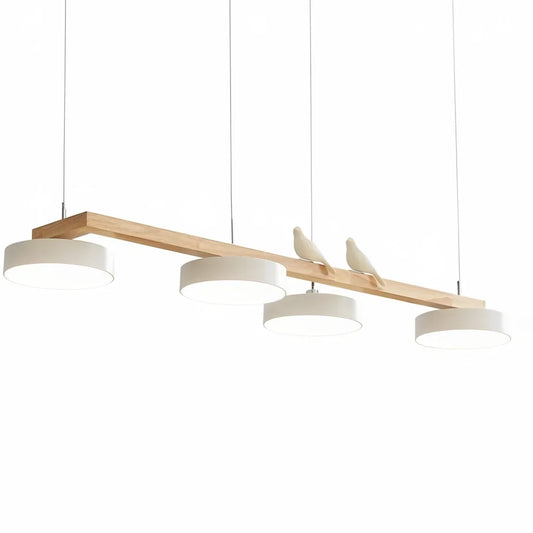 Modern Nordic Bird Inspired Wood Linear Pendant Light